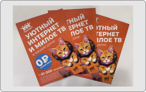 Пример рекламных листовок, напечатанных типографией «Амтера»
